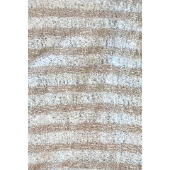 Moa Moa Cream Tan Stripe Feminine Lacy Twist Cap Sleeve Top sz Small - Picture 4 of 11